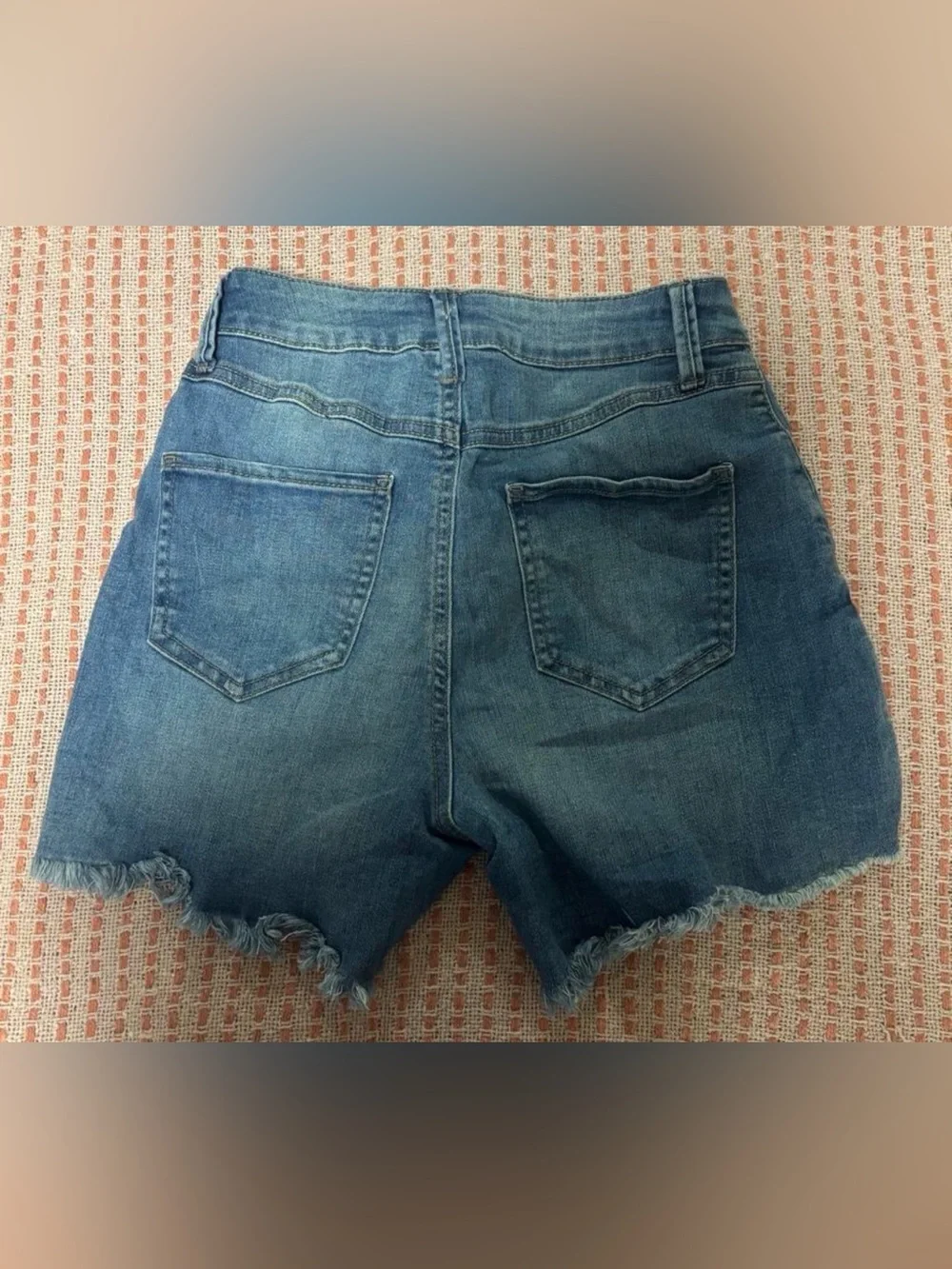 Rewash Distressed Blue High-Rise Denim Shorts